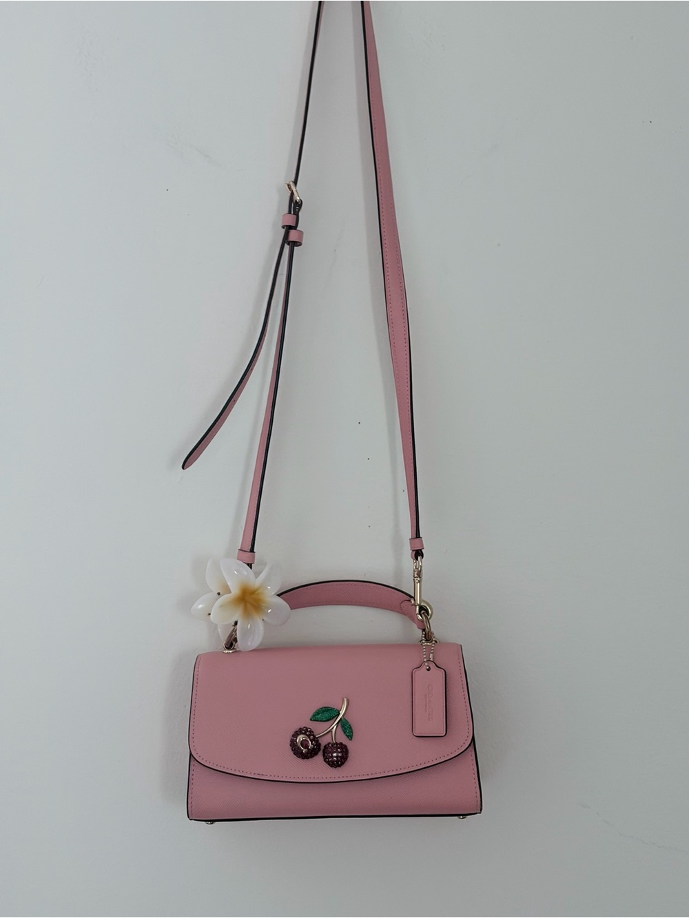 Coach Coral Pink Cherry Appliqué Top-Handle Satchel - Picture 2 of 8